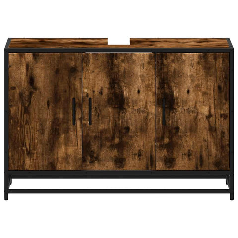 vidaXL Waschbeckenunterschrank Räuchereiche 90x33x60 cm Holzwerkstoff