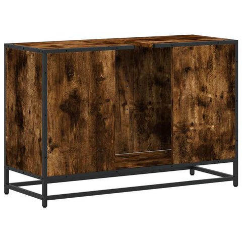 vidaXL Waschbeckenunterschrank Räuchereiche 90x33x60 cm Holzwerkstoff