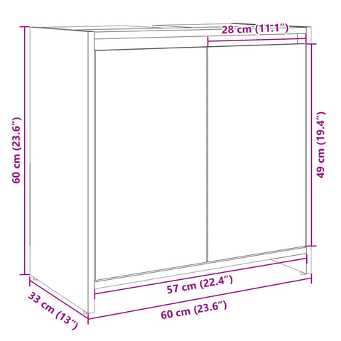 vidaXL Waschbeckenunterschrank Sonoma-Eiche 60x33x60 cm Holzwerkstoff