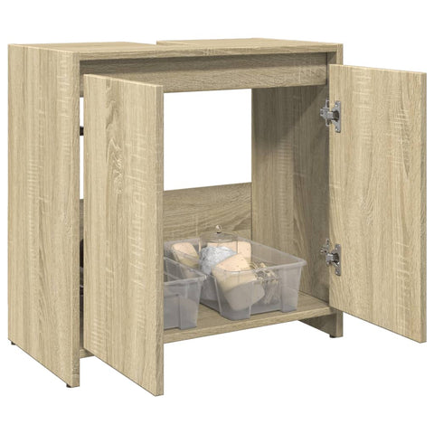 vidaXL Waschbeckenunterschrank Sonoma-Eiche 60x33x60 cm Holzwerkstoff