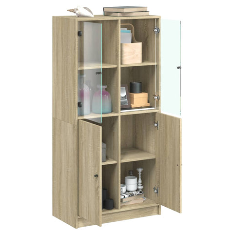 vidaXL Highboard mit Türen Sonoma-Eiche 68x37x142 cm Holzwerkstoff