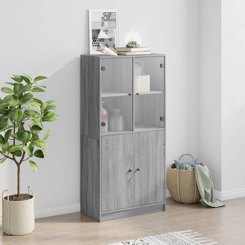 Highboard mit Türen Grau Sonoma 68x37x142 cm Holzwerkstoff