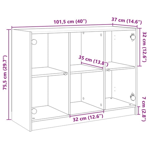 Sideboard Schwarz 102x37x75,5 cm Holzwerkstoff