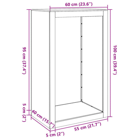 Brennholzregal 60x40x100 cm Verzinkter Stahl