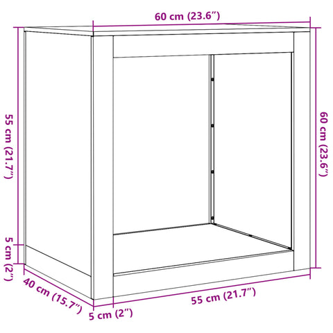 Brennholzregal Weiß 60x40x60 cm Stahl