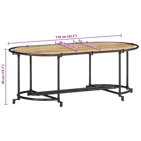 vidaXL Couchtisch 110x55x40 cm Raues Mangoholz