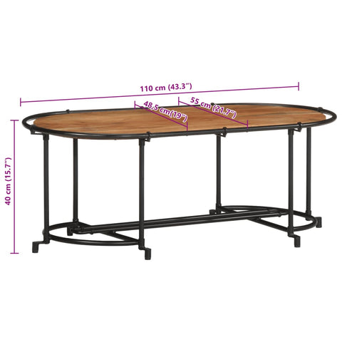 vidaXL Couchtisch 110x55x40 cm Massivholz Akazie