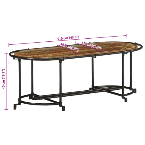 vidaXL Couchtisch 110x55x40 cm Altholz Massiv