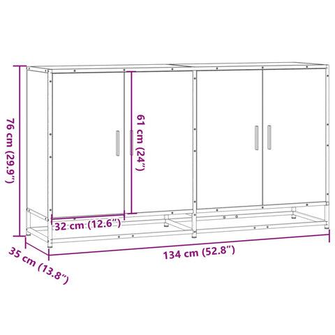 vidaXL Sideboard Schwarz 134x35x76 cm Holzwerkstoff