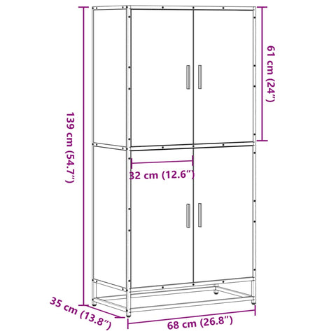 vidaXL Highboard Schwarz 68x35x139 cm Holzwerkstoff