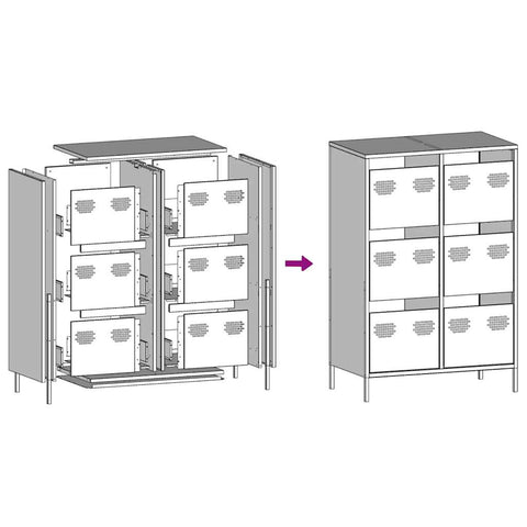 vidaXL Highboard Rosa 68x39x101,5 cm Stahl