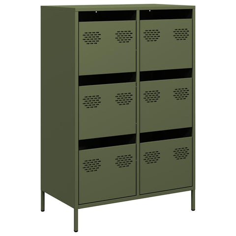 vidaXL Highboard Olivgrün 68x39x101,5 cm Stahl