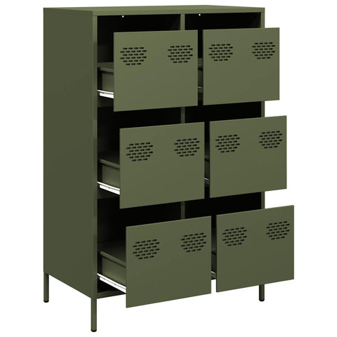 vidaXL Highboard Olivgrün 68x39x101,5 cm Stahl