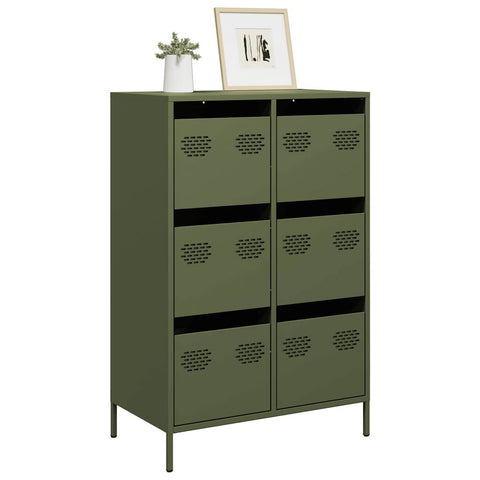 vidaXL Highboard Olivgrün 68x39x101,5 cm Stahl