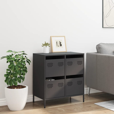 vidaXL Sideboard Schwarz 68x39x73,5 cm Kaltgewalzter Stahl