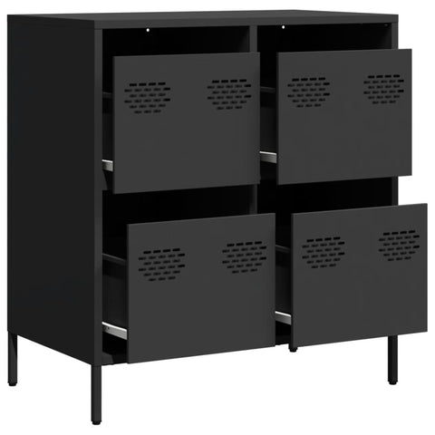 vidaXL Sideboard Schwarz 68x39x73,5 cm Kaltgewalzter Stahl