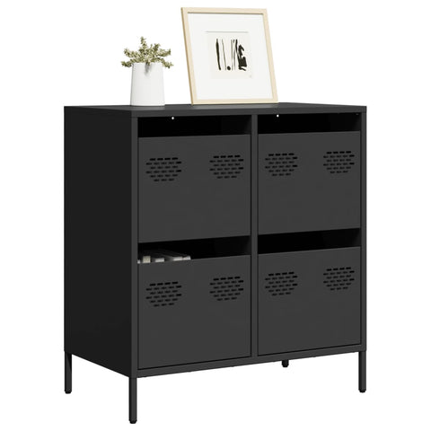 vidaXL Sideboard Schwarz 68x39x73,5 cm Kaltgewalzter Stahl