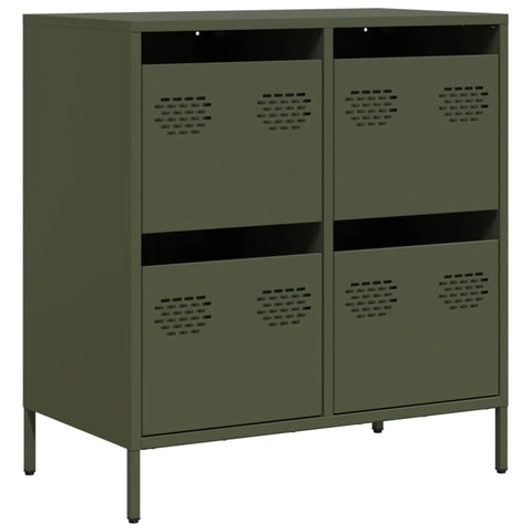 vidaXL Sideboard Olivgrün 68x39x73,5 cm Kaltgewalzter Stahl