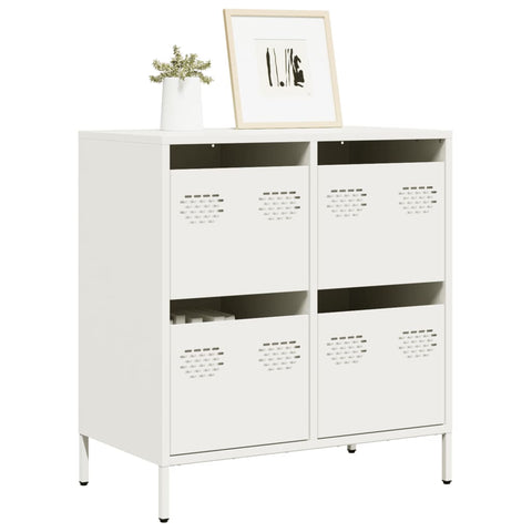 vidaXL Sideboard Weiß 68x39x73,5 cm Kaltgewalzter Stahl