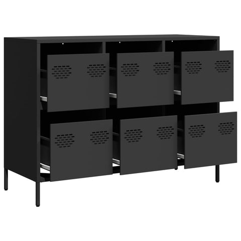 vidaXL Sideboard Schwarz 101,5x39x73,5 cm Kaltgewalzter Stahl