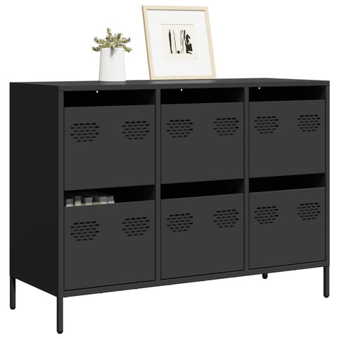 vidaXL Sideboard Schwarz 101,5x39x73,5 cm Kaltgewalzter Stahl