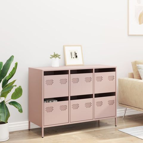 vidaXL Sideboard Rosa 101,5x39x73,5 cm Kaltgewalzter Stahl