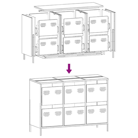 vidaXL Sideboard Rosa 101,5x39x73,5 cm Kaltgewalzter Stahl