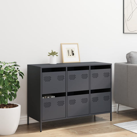 vidaXL Sideboard Anthrazit 101,5x39x73,5 cm Kaltgewalzter Stahl