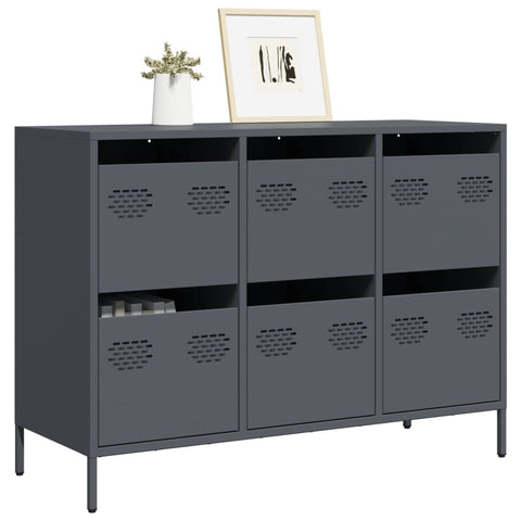 vidaXL Sideboard Anthrazit 101,5x39x73,5 cm Kaltgewalzter Stahl