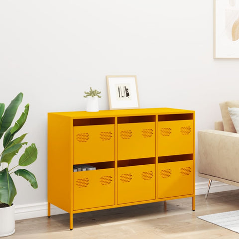 vidaXL Sideboard Senfgelb 101,5x39x73,5 cm Kaltgewalzter Stahl