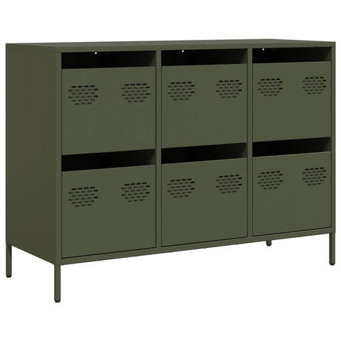 vidaXL Sideboard Olivgrün 101,5x39x73,5 cm Kaltgewalzter Stahl