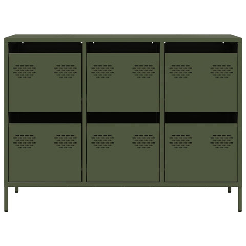 vidaXL Sideboard Olivgrün 101,5x39x73,5 cm Kaltgewalzter Stahl