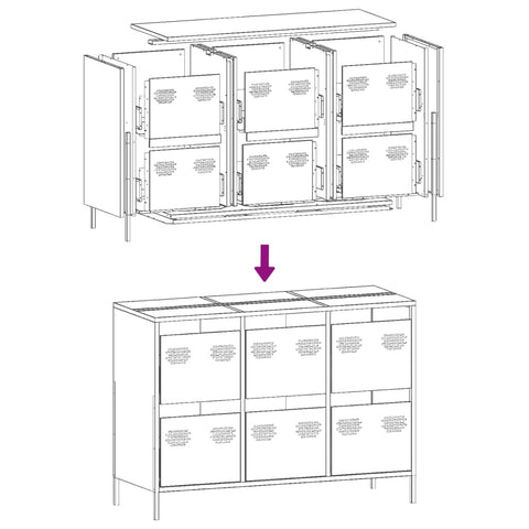 vidaXL Sideboard Olivgrün 101,5x39x73,5 cm Kaltgewalzter Stahl