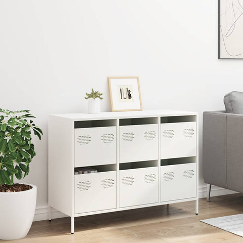 vidaXL Sideboard Weiß 101,5x39x73,5 cm Kaltgewalzter Stahl