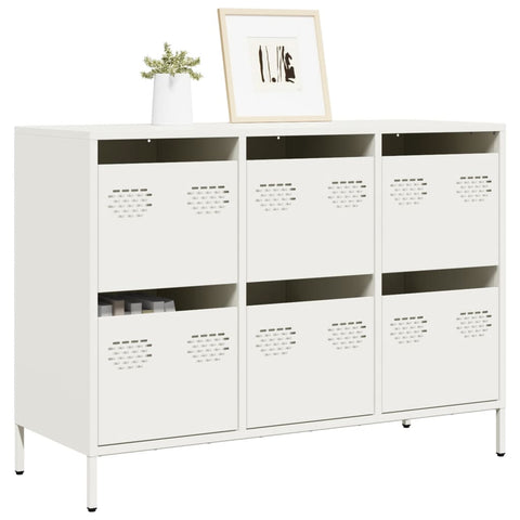 vidaXL Sideboard Weiß 101,5x39x73,5 cm Kaltgewalzter Stahl