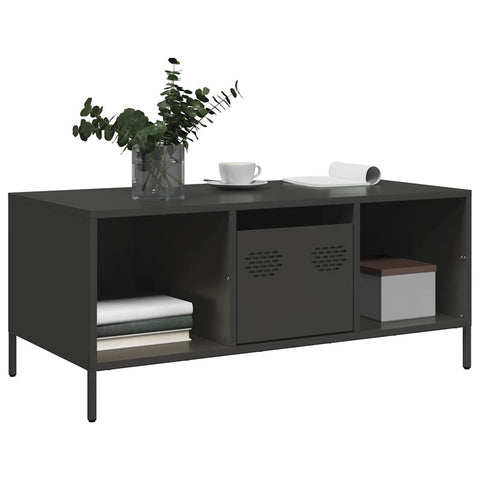 vidaXL Couchtisch Schwarz 101,5x50x43,5 cm Kaltgewalzter Stahl