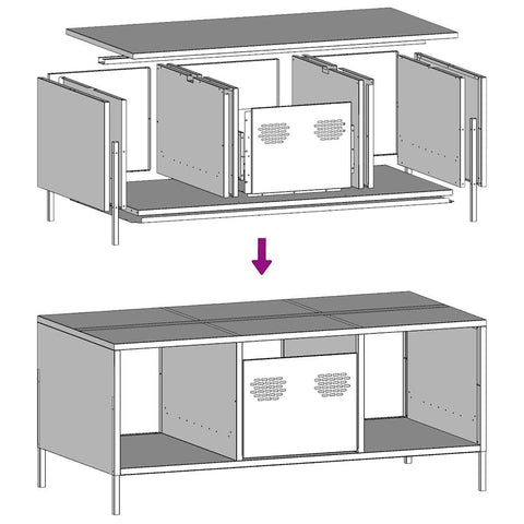 vidaXL Couchtisch Weiß 101,5x50x43,5 cm Kaltgewalzter Stahl