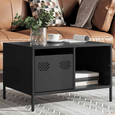 vidaXL Couchtisch Schwarz 68,5x50x43,5 cm Kaltgewalzter Stahl