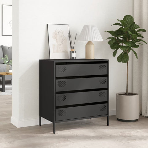 vidaXL Sideboard Schwarz 68x39x73,5 cm Kaltgewalzter Stahl