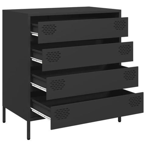 vidaXL Sideboard Schwarz 68x39x73,5 cm Kaltgewalzter Stahl