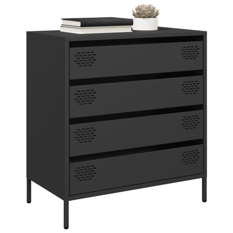 vidaXL Sideboard Schwarz 68x39x73,5 cm Kaltgewalzter Stahl