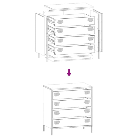 vidaXL Sideboard Rosa 68x39x73,5 cm Kaltgewalzter Stahl