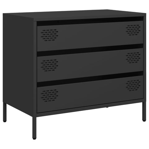 vidaXL Sideboard Schwarz 68x39x58,5 cm Kaltgewalzter Stahl