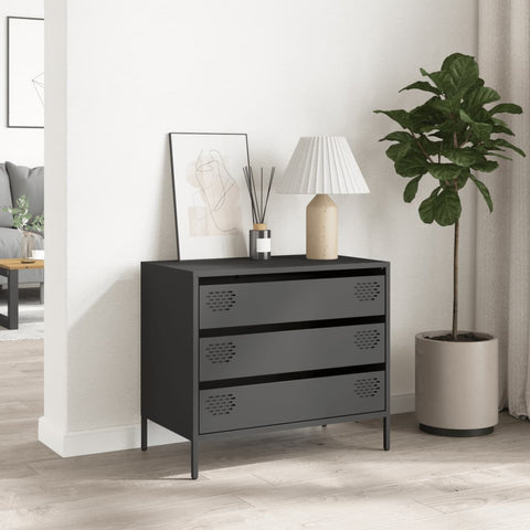 vidaXL Sideboard Schwarz 68x39x58,5 cm Kaltgewalzter Stahl