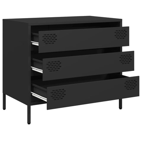 vidaXL Sideboard Schwarz 68x39x58,5 cm Kaltgewalzter Stahl