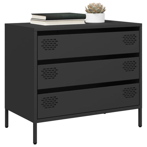 vidaXL Sideboard Schwarz 68x39x58,5 cm Kaltgewalzter Stahl