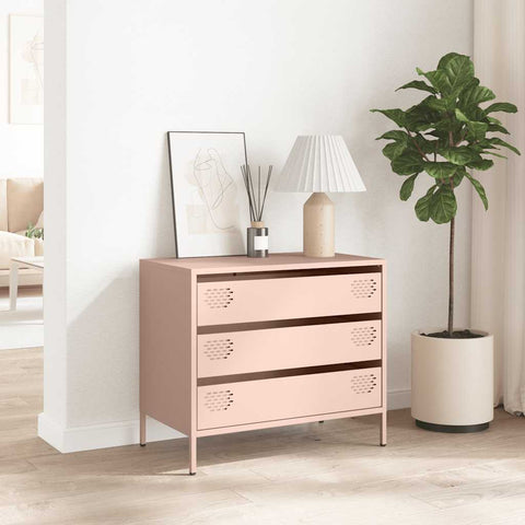 vidaXL Sideboard Rosa 68x39x58,5 cm Kaltgewalzter Stahl