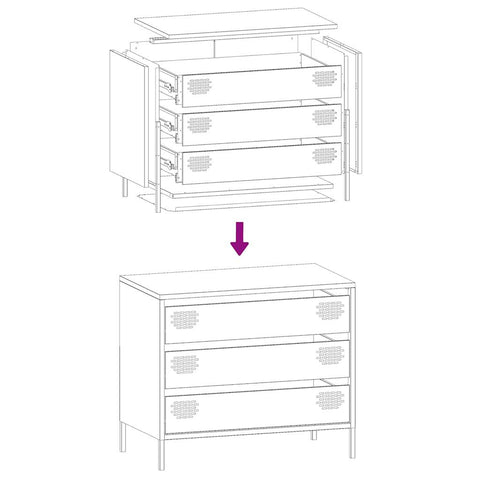 vidaXL Sideboard Rosa 68x39x58,5 cm Kaltgewalzter Stahl