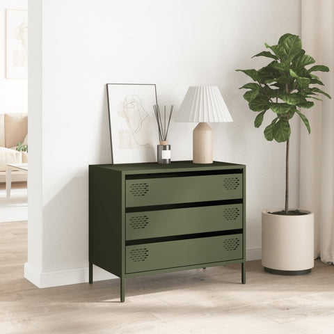 vidaXL Sideboard Olivgrün 68x39x58,5 cm Kaltgewalzter Stahl