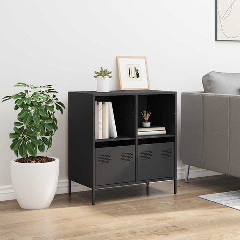 vidaXL Sideboard Schwarz 68x39x73,5 cm Kaltgewalzter Stahl